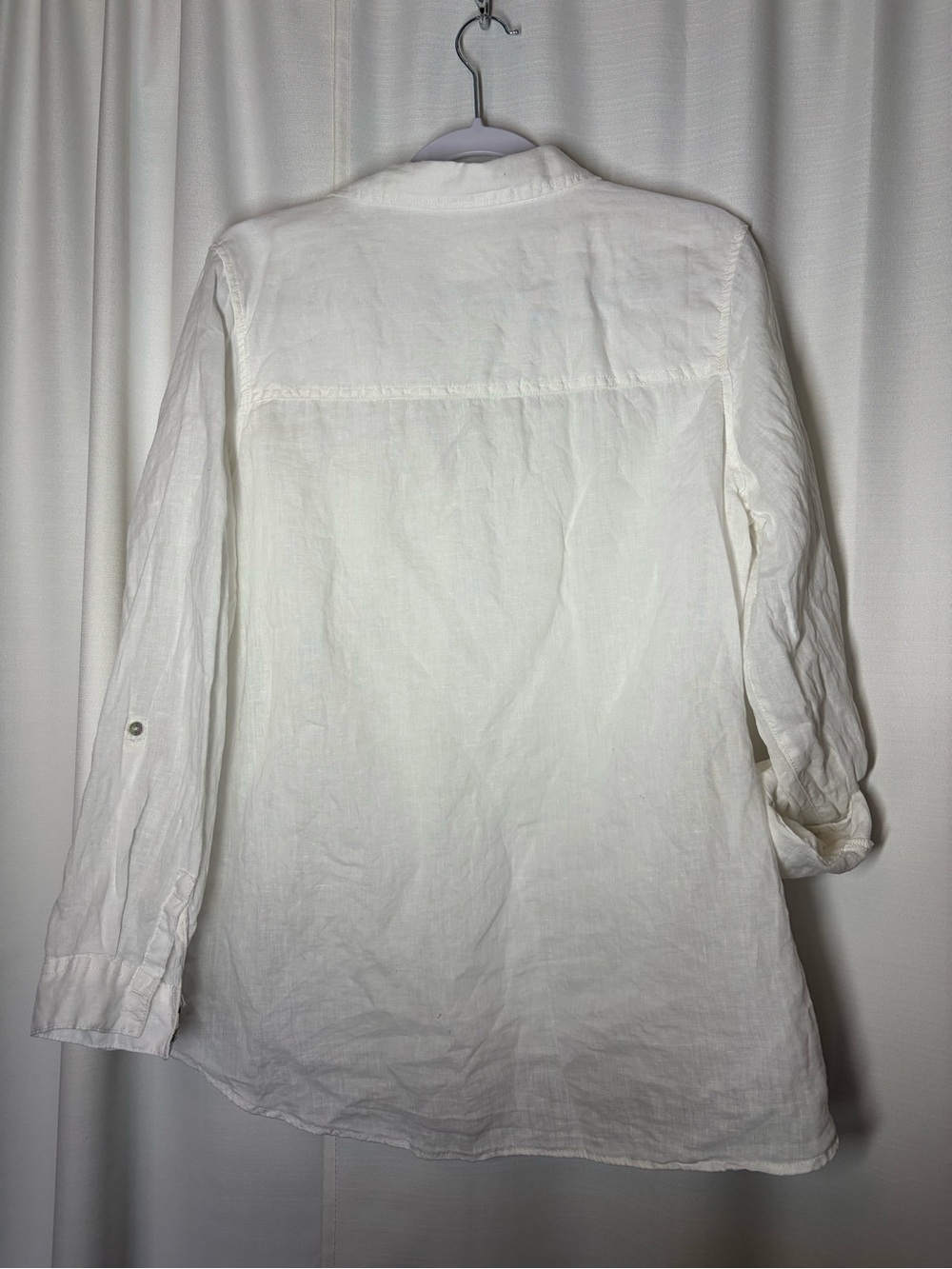 Sigrid Olsen Button Up Blouse Top Linen White Coastal Beachy Preppy Summer XL - Picture 3 of 10